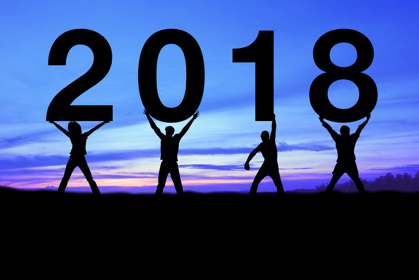 Silhouette people happy for 2018 new year.